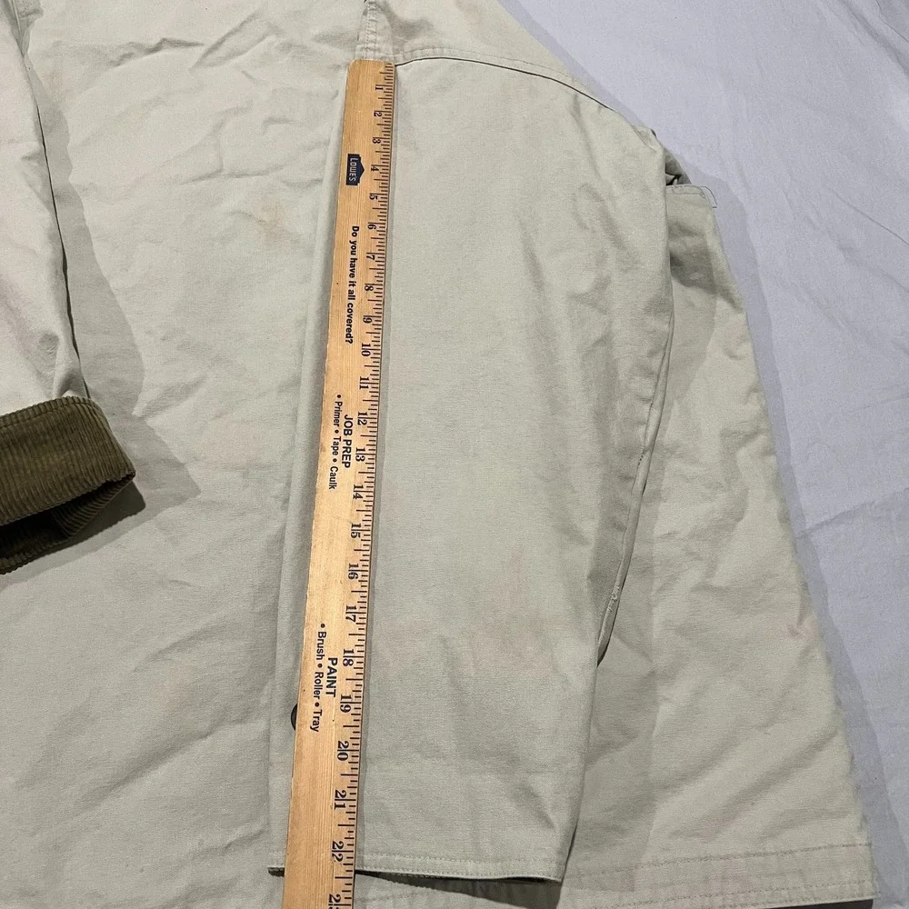VTG Abercrombie & Fitch Country Mens Cream Corduroy Collar Canvas Chore Coat S